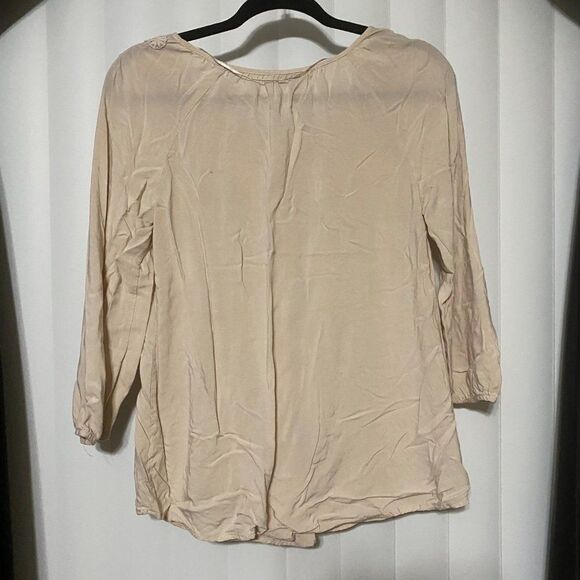 Spense tan embroidered lace pattern 3/4 sleeve blouse - Picture 4 of 4